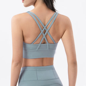 Thin Cross Back Soft Nude Sports Bra