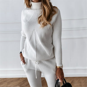 Autumn Tracksuit:Turtleneck Sweater and Elastic Trousers