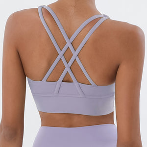 Thin Cross Back Soft Nude Sports Bra