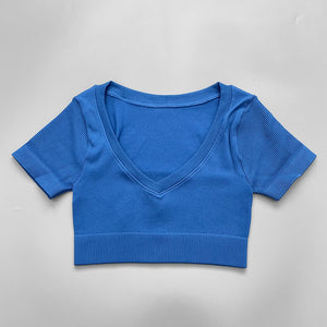 Seamless Yoga Set: Long Sleeve Crop Top High Waist Legging Shorts