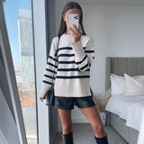 Autumn Striped Knitted Loose Sweater Pullover