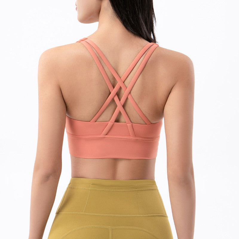 Thin Cross Back Soft Nude Sports Bra