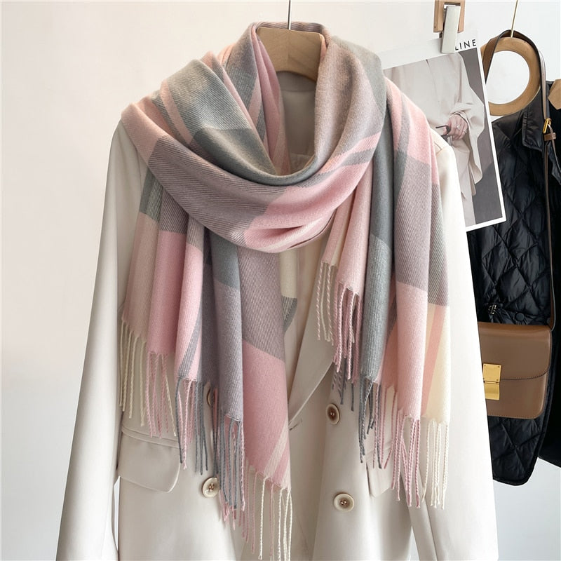 Luxury Plaid Scarf Long Pashmina