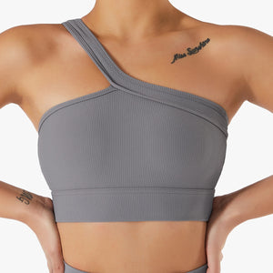 One Shoulder Push-up Gathering Shockproof Bra