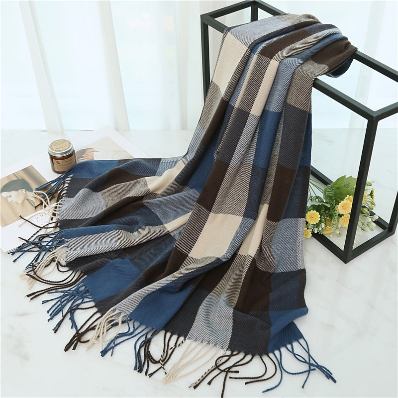 Luxury Plaid Scarf Long Pashmina